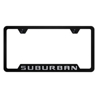 Autogold® - Black License Plate Frame with Laser Etched Suburban Logo and Cut-Out