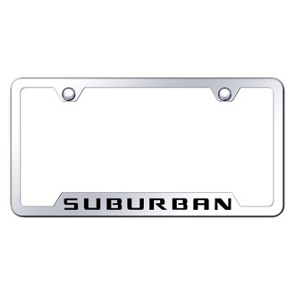 Autogold® - Chrome License Plate Frame with Laser Etched Suburban Logo and Cut-Out