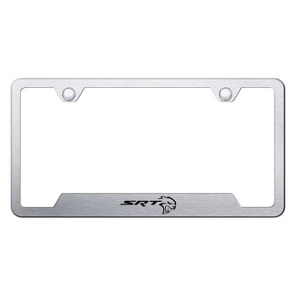 Autogold® - Brushed License Plate Frame with Laser Etched SRT Hellcat Logo and Cut-Out