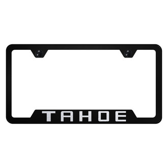 Autogold® - Black License Plate Frame with Laser Etched Tahoe Logo and Cut-Out