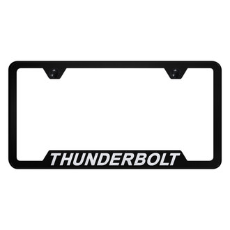 Autogold® - Black License Plate Frame with Laser Etched Thunderbolt Logo and Cut-Out