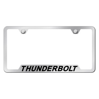 Autogold® - Chrome License Plate Frame with Laser Etched Thunderbolt Logo and Cut-Out