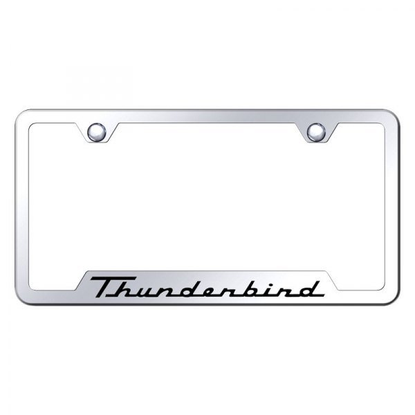 Autogold® - License Plate Frame with Script Laser Etched Thunderbird Logo and Cut-Out