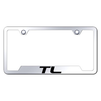 Autogold® - Chrome License Plate Frame with Laser Etched TL Logo and Cut-Out