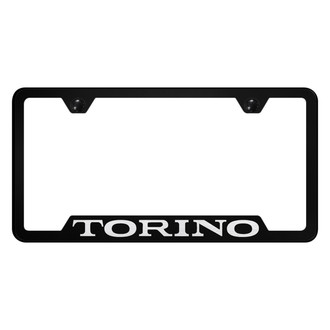 Autogold® - Black License Plate Frame with Laser Etched Torino Logo and Cut-Out