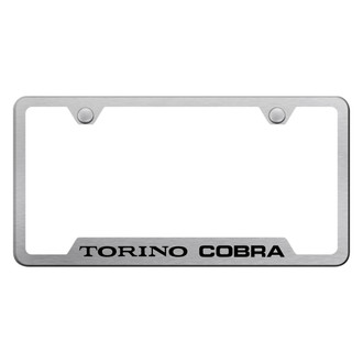 Autogold® - Brushed License Plate Frame with Laser Etched Torino Cobra Logo and Cut-Out