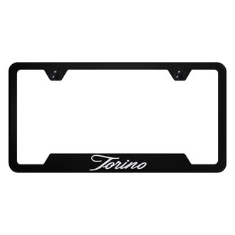 Autogold® - Black License Plate Frame with Script Torino Logo and Cut-Out