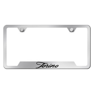Autogold® - Chrome License Plate Frame with Script Torino Logo and Cut-Out