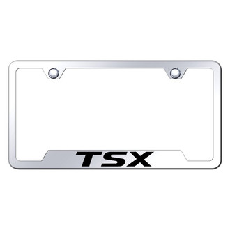 Autogold® - Chrome License Plate Frame with Laser Etched TSX Logo and Cut-Out