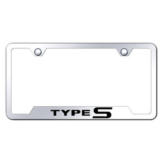 Autogold® - Chrome License Plate Frame with Laser Etched Type S Logo and Cut-Out