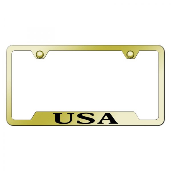 Autogold® - License Plate Frame with Laser Etched USA Logo and Cut-Out