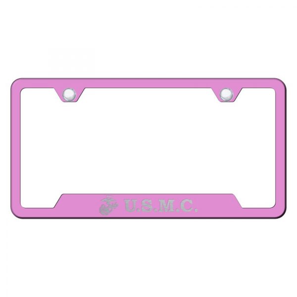 Autogold® - License Plate Frame with Laser Etched U.S.M.C. Logo and Emblem and Cut-Out