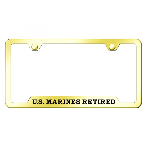 Autogold® - License Plate Frame with U.S. Marines Retired Logo and Cut-Out