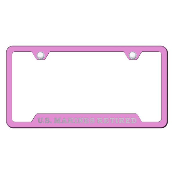 Autogold® - License Plate Frame with Laser Etched U.S. Marines Retired Logo and Cut-Out