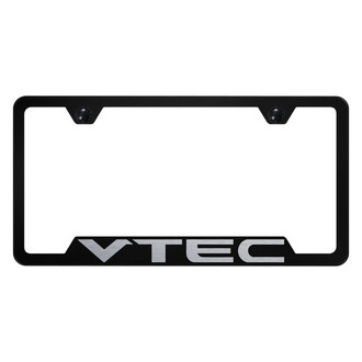 Autogold® - Black License Plate Frame with Laser Etched VTEC Logo and Cut-Out