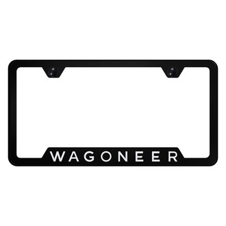 Autogold® - Black License Plate Frame with Laser Etched Wagoneer and Cut-Out