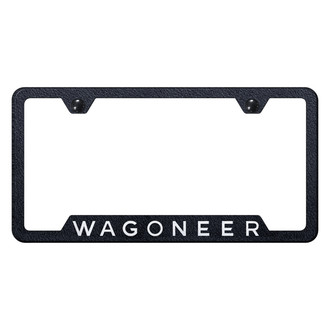 Autogold® - Rugged Black License Plate Frame with Laser Etched Wagoneer and Cut-Out