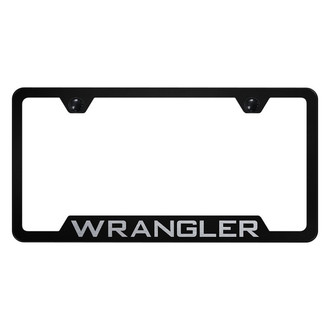 Autogold® - Black License Plate Frame with Laser Etched Wrangler Logo and Cut-Out