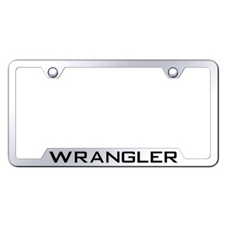Autogold® - Chrome License Plate Frame with Laser Etched Wrangler Logo and Cut-Out