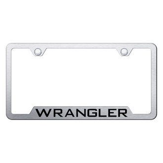 Autogold® - Brushed License Plate Frame with Laser Etched Wrangler Logo and Cut-Out