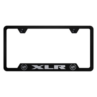 Autogold® - Black License Plate Frame with Laser Etched XLR Old Logo and Dual Cadillac Emblem and Cut-Out