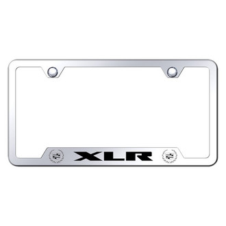 Autogold® - Chrome License Plate Frame with Laser Etched XLR Old Logo and Dual Cadillac Emblem and Cut-Out