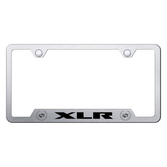 Autogold® - Brushed License Plate Frame with Laser Etched XLR Old Logo and Dual Cadillac Emblem and Cut-Out