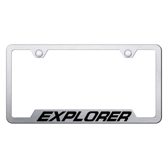 Autogold® - Brushed License Plate Frame with Laser Etched Explorer Logo and Cut-Out