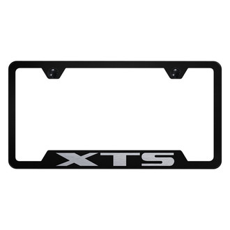 Autogold® - Black License Plate Frame with Laser Etched XTS Logo and Cut-Out