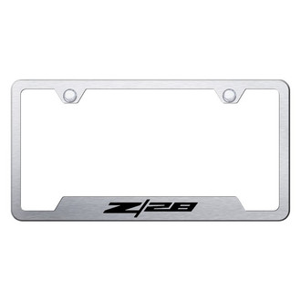 Autogold® - Brushed License Plate Frame with Laser Etched Z28 Logo and Cut-Out