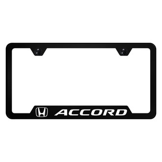Autogold® - UV Printed Black License Plate Frame with Notched Accord Logo