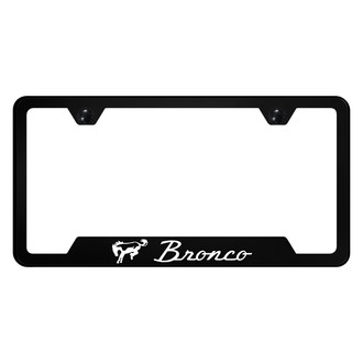 Autogold® - UV Printed Black License Plate Frame with Notched White Bronco Logo