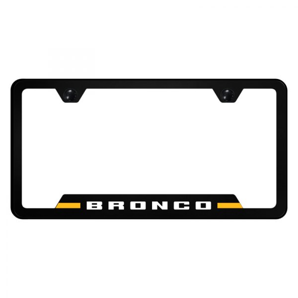 Autogold® - UV Printed License Plate Frame with Notched Bronco Stripe