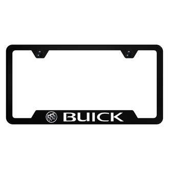 Autogold® - UV Printed Black License Plate Frame with Notched Chrome Buick Logo