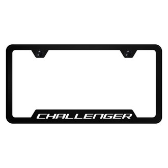 Autogold® - UV Printed Black License Plate Frame with Notched Challenger Logo
