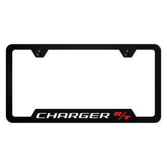 Autogold® - UV Printed Black License Plate Frame with Notched Charger R/T Logo