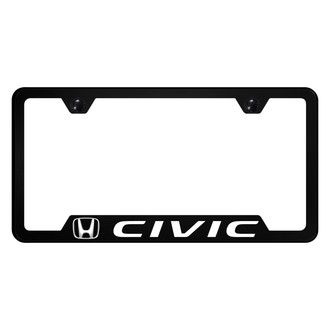 Autogold® - UV Printed Black License Plate Frame Notched