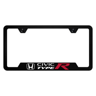 Autogold® - UV Printed Black License Plate Frame with Notched Civic Type R Logo