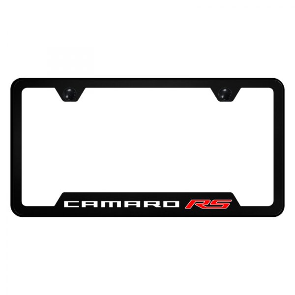 Autogold® - UV Printed License Plate Frame with Notched Camaro RS Logo