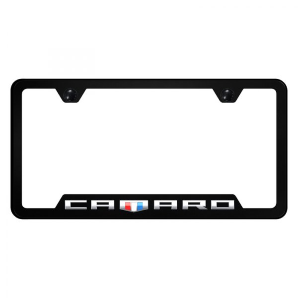 Autogold® - UV Printed License Plate Frame with Notched Camaro Shield Logo