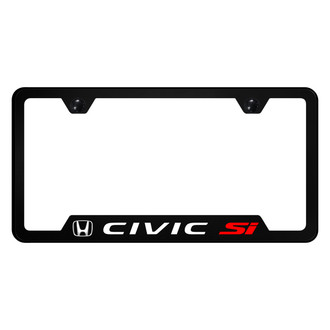 Autogold® - UV Printed Black License Plate Frame with Notched Civic SI Logo