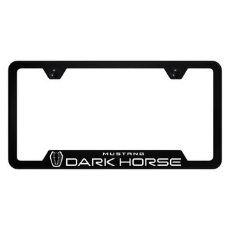 Autogold® - UV Printed Black License Plate Frame with Notched Mustang Dark Horse Logo
