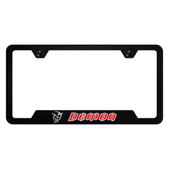 Autogold® - UV Printed Black License Plate Frame with Notched Demon Logo