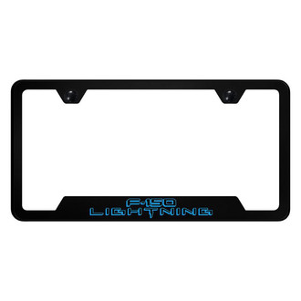 Autogold® - UV Printed Black License Plate Frame with Notched F-150 Lightning Logo