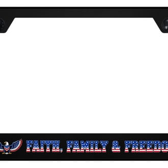 Autogold® - UV Printed Black License Plate Frame with Notched FFF Eagle Logo
