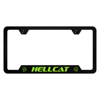 Autogold® - UV Printed Black License Plate Frame with Notched Hellcat Logo