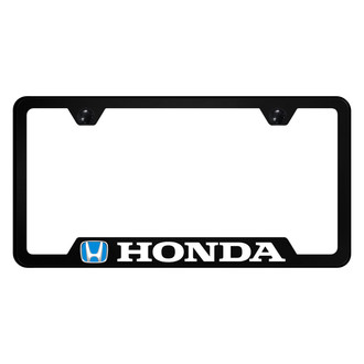 Autogold® - UV Printed Black License Plate Frame with Notched Blue Honda Logo