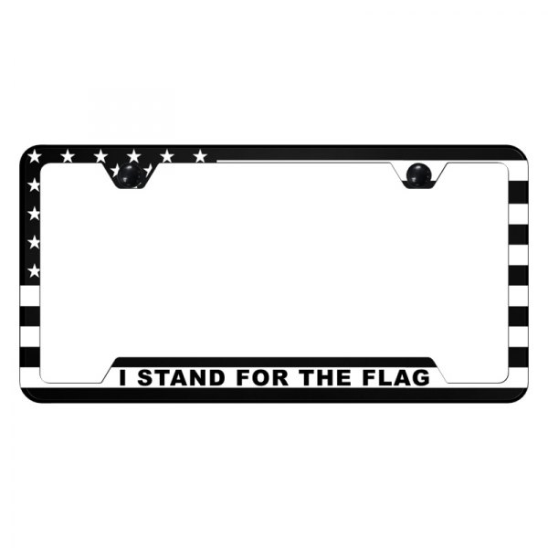 Autogold® - UV Printed License Plate Frame with Notched I Sand For The Flag Logo