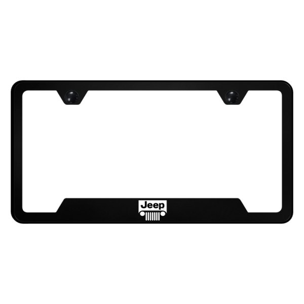 Autogold® - UV Printed License Plate Frame with Notched Jeep Grill Logo