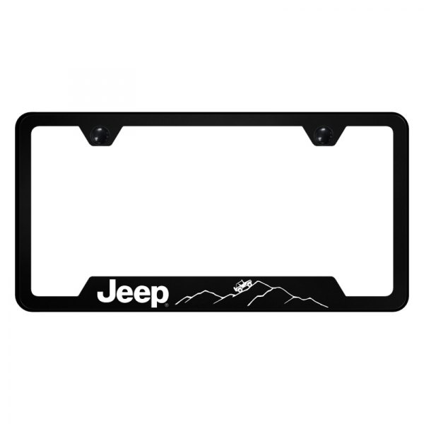 Autogold® - UV Printed License Plate Frame with Notched Jeep Mountain Logo